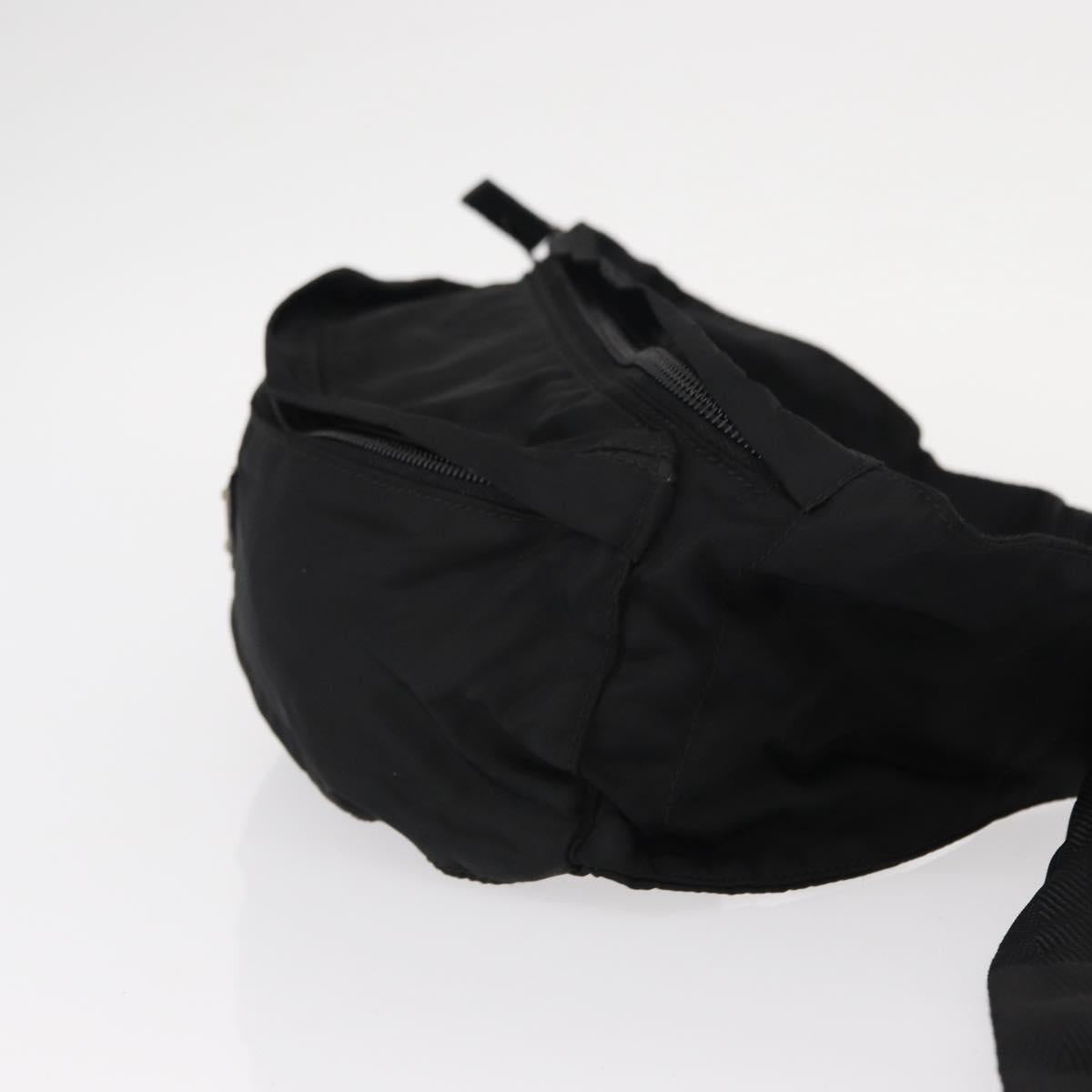 PRADA Waist Bag Nylon Black Silver Auth am9926