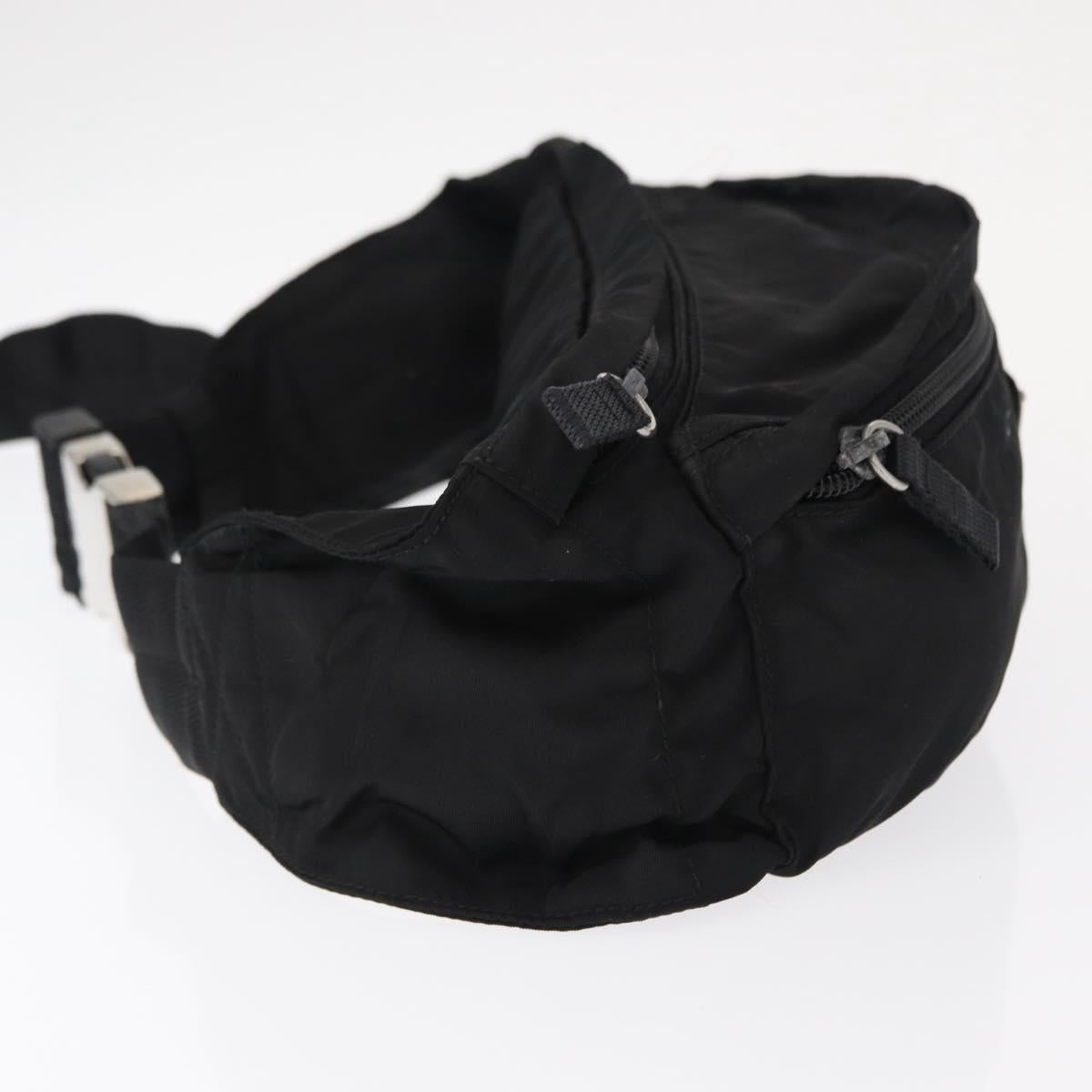 PRADA Waist Bag Nylon Black Silver Auth am9926