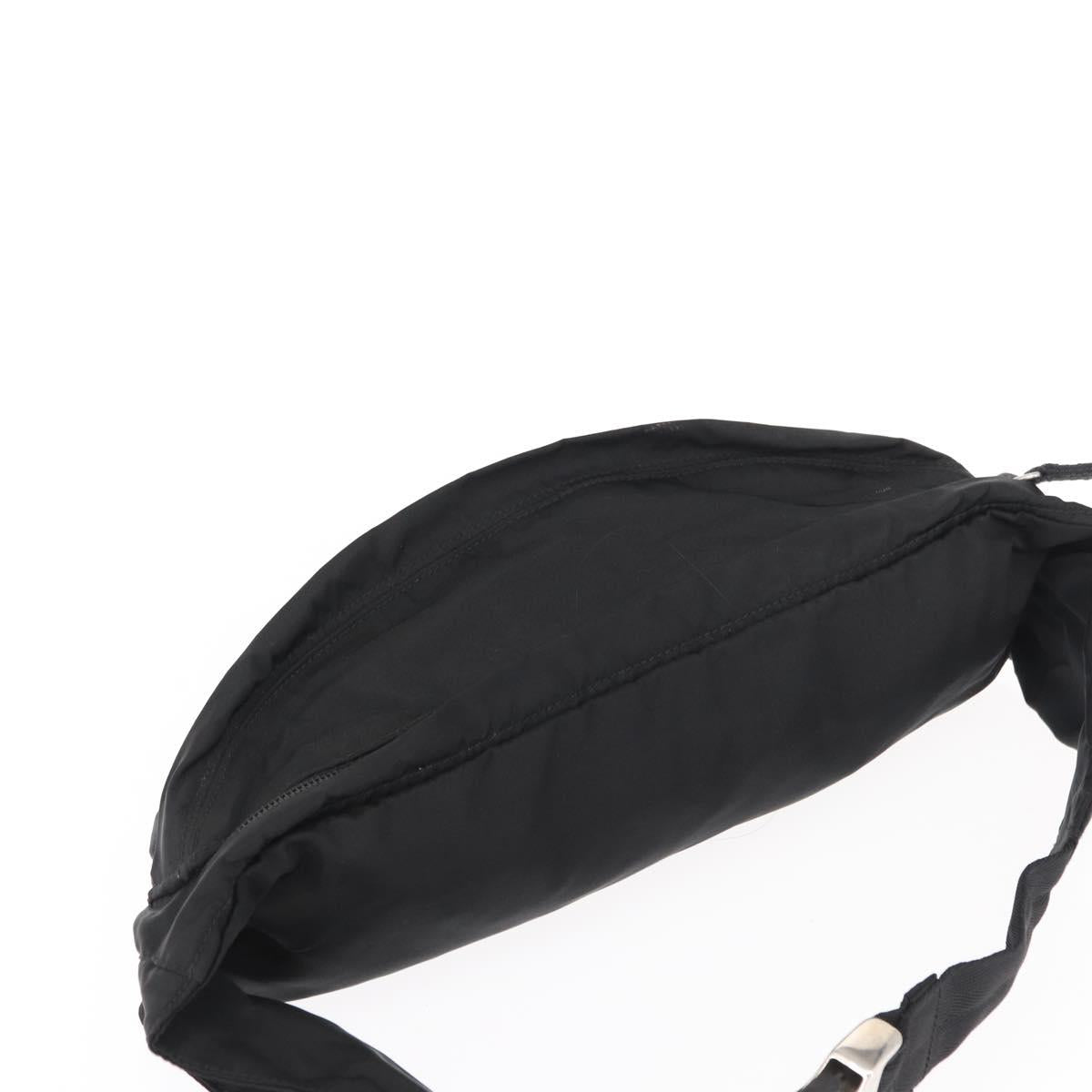 PRADA Waist Bag Nylon Black Silver Auth am9926