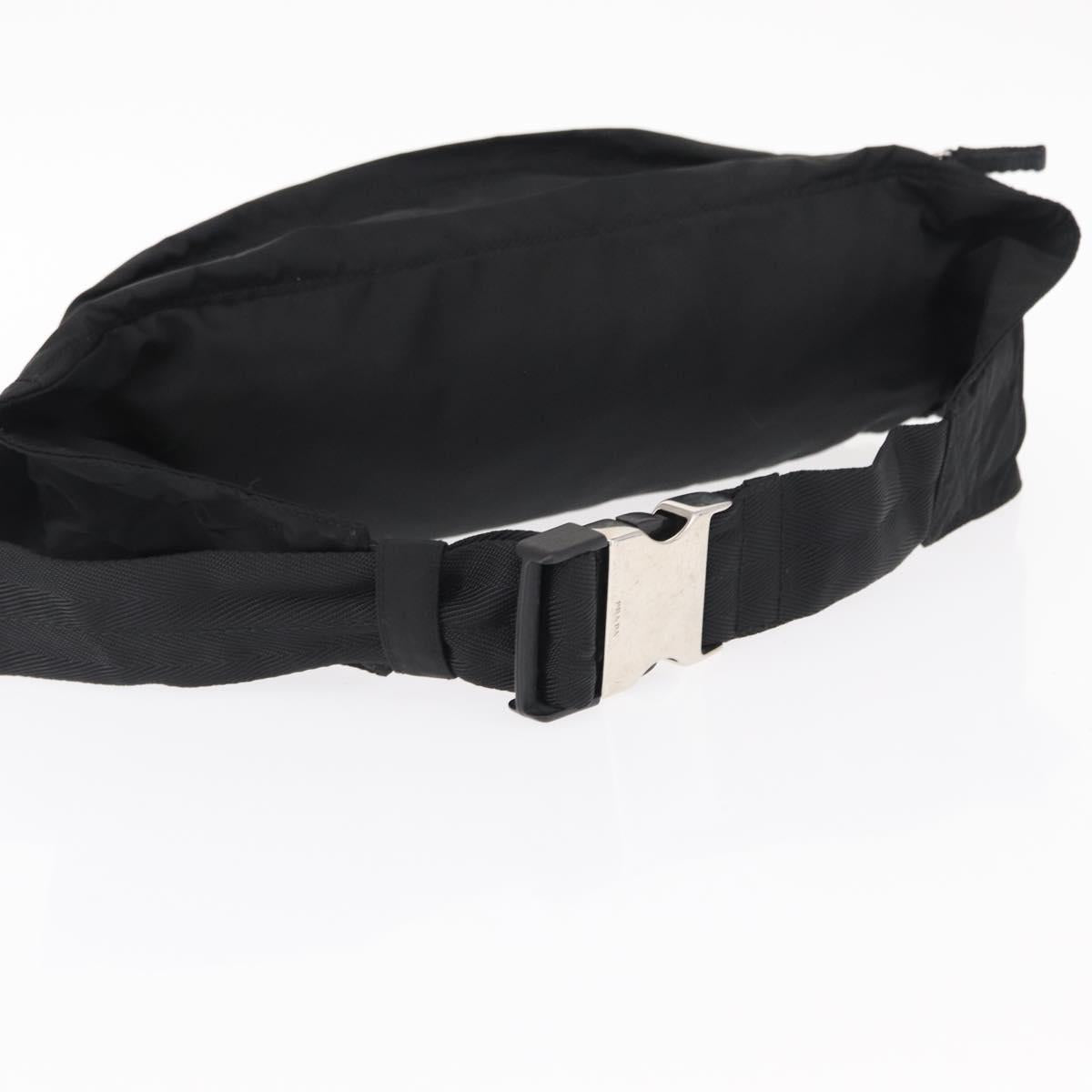 PRADA Waist Bag Nylon Black Silver Auth am9926