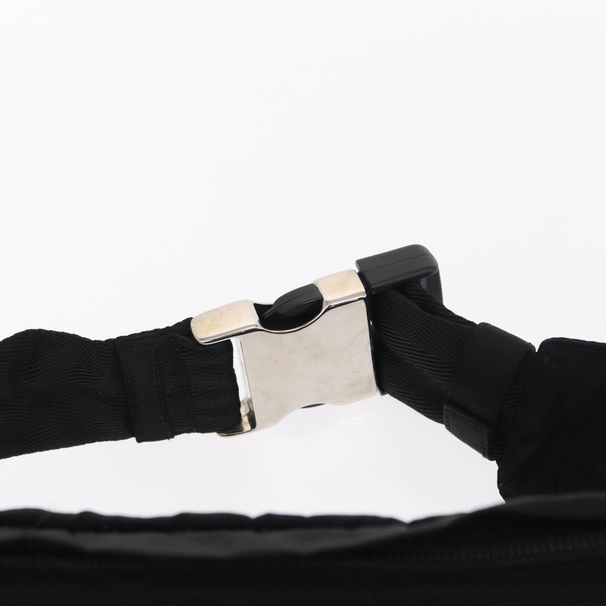 PRADA Waist Bag Nylon Black Silver Auth am9926