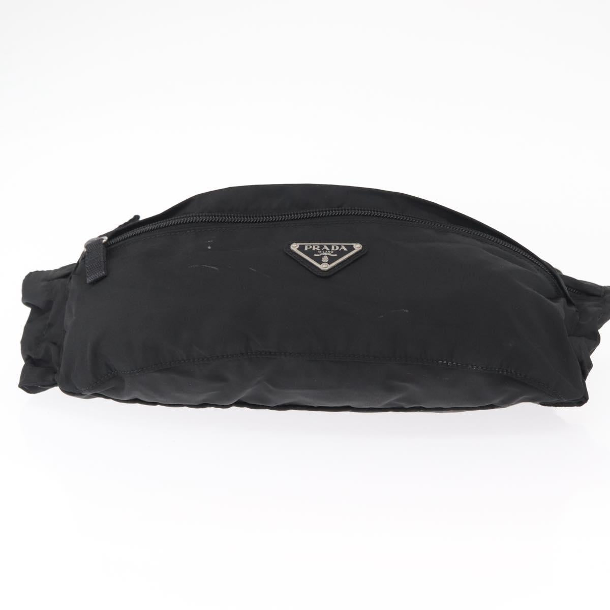 PRADA Waist Bag Nylon Black Silver Auth am9926
