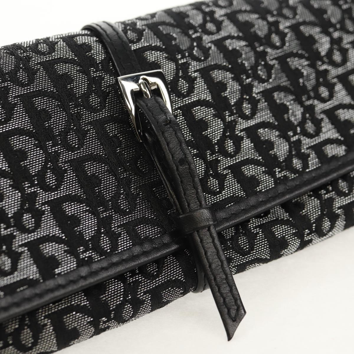Christian Dior Trotter Canvas Jewelry Case Black Silver Auth am9927V