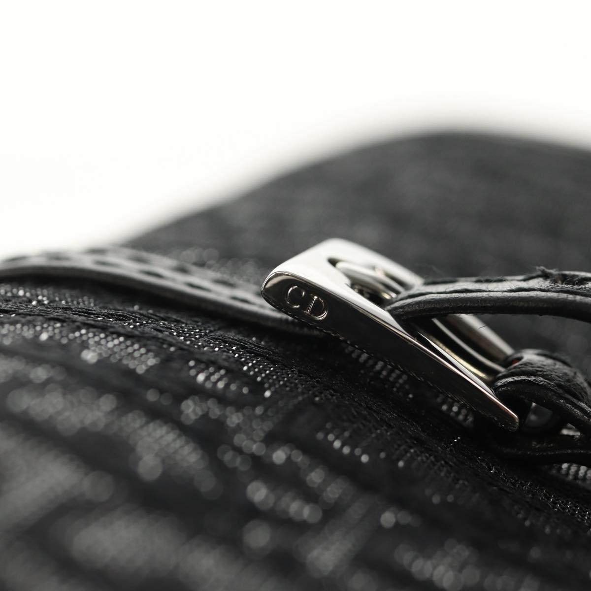 Christian Dior Trotter Canvas Jewelry Case Black Silver Auth am9927V