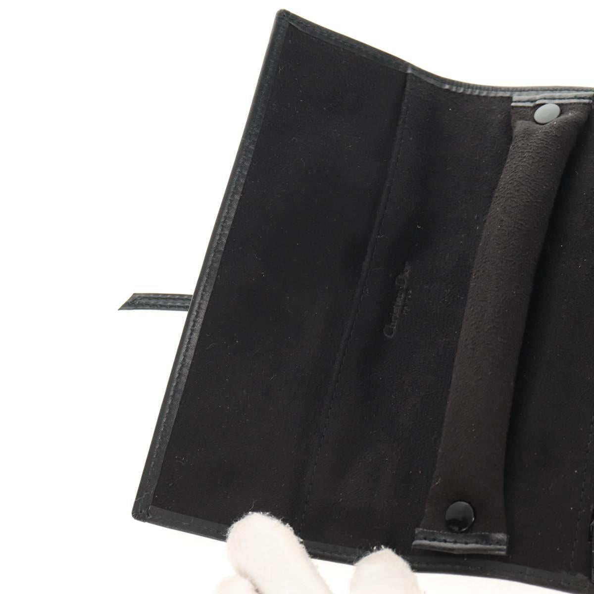 Christian Dior Trotter Canvas Jewelry Case Black Silver Auth am9927V