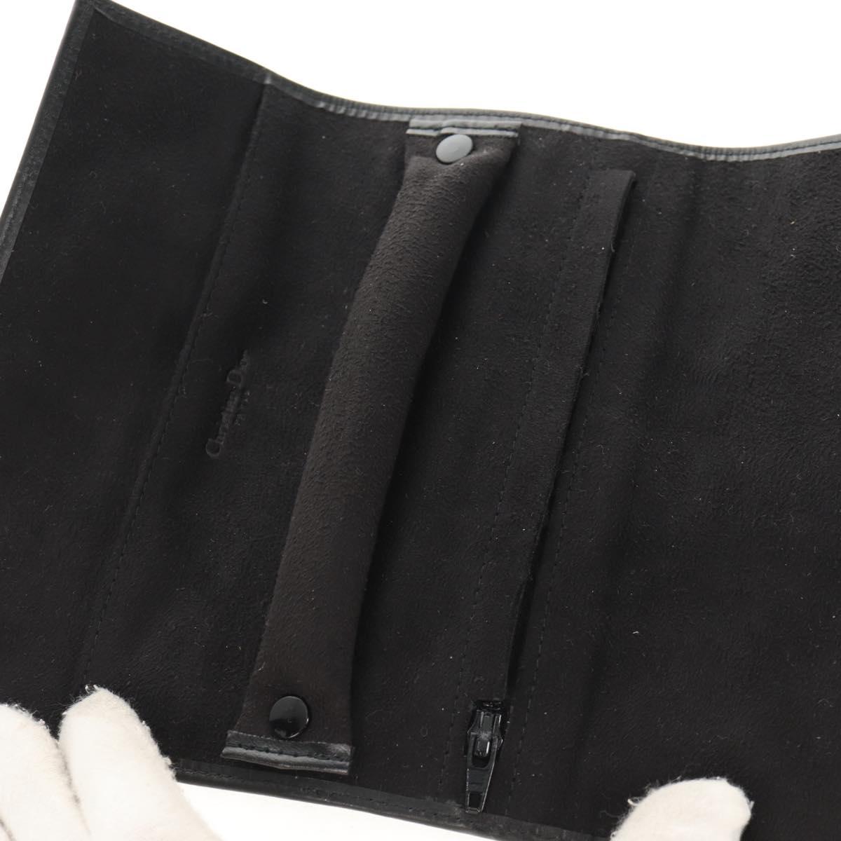 Christian Dior Trotter Canvas Jewelry Case Black Silver Auth am9927V