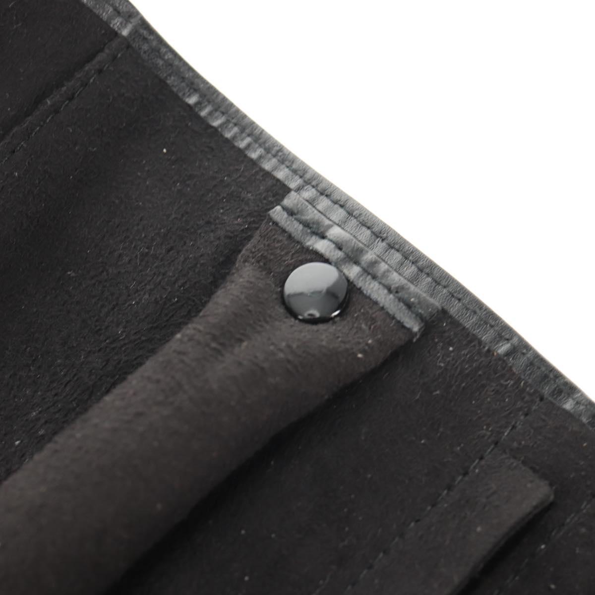 Christian Dior Trotter Canvas Jewelry Case Black Silver Auth am9927V