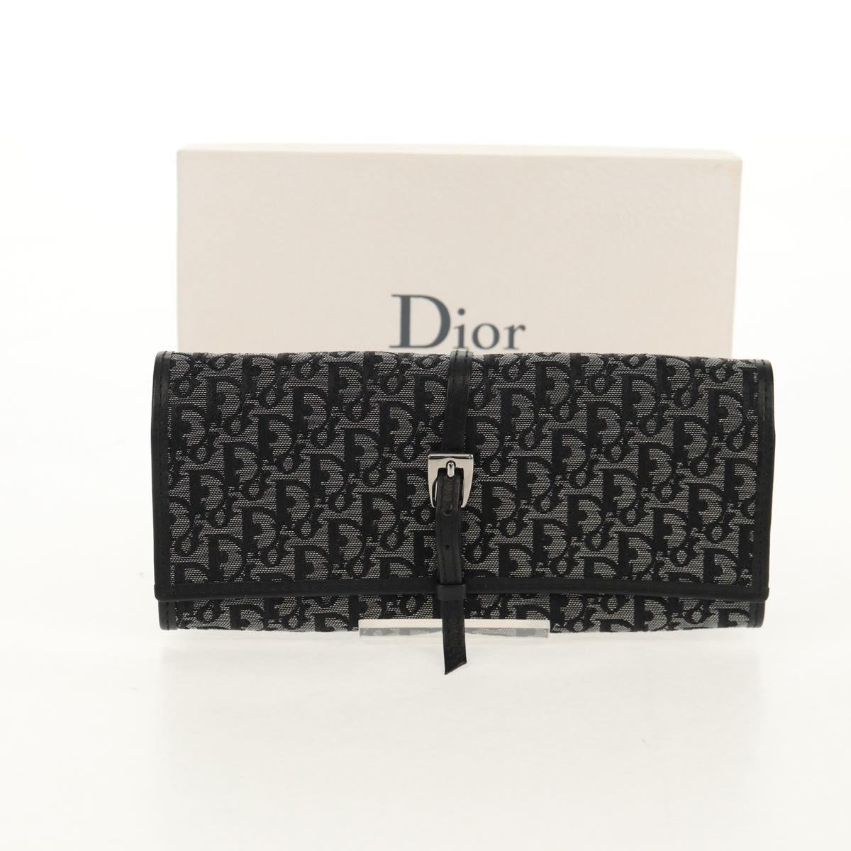 Christian Dior Trotter Canvas Jewelry Case Black Silver Auth am9927V