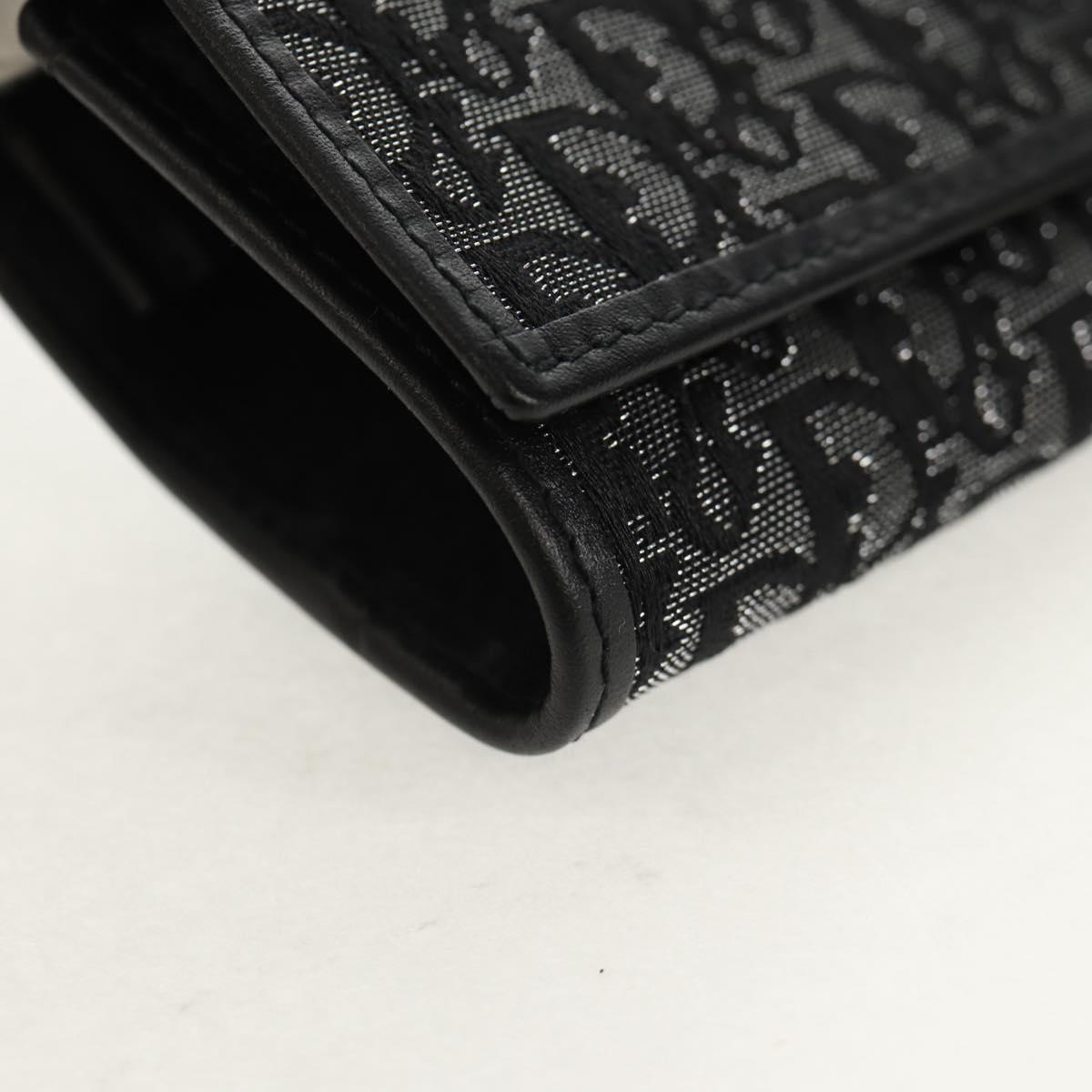 Christian Dior Trotter Canvas Jewelry Case Black Silver Auth am9927V