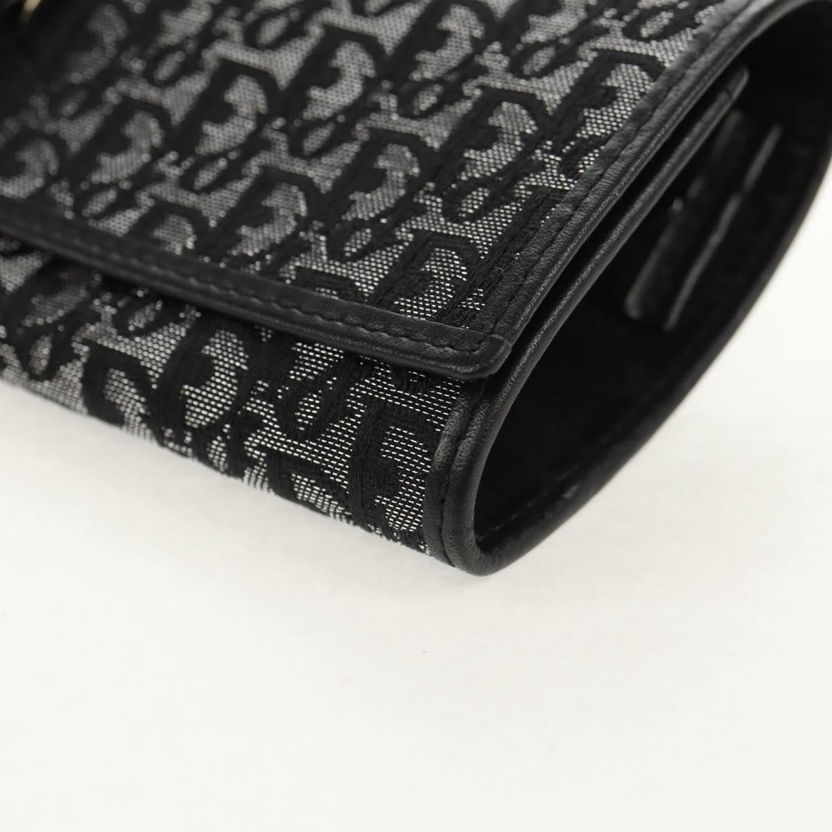 Christian Dior Trotter Canvas Jewelry Case Black Silver Auth am9927V