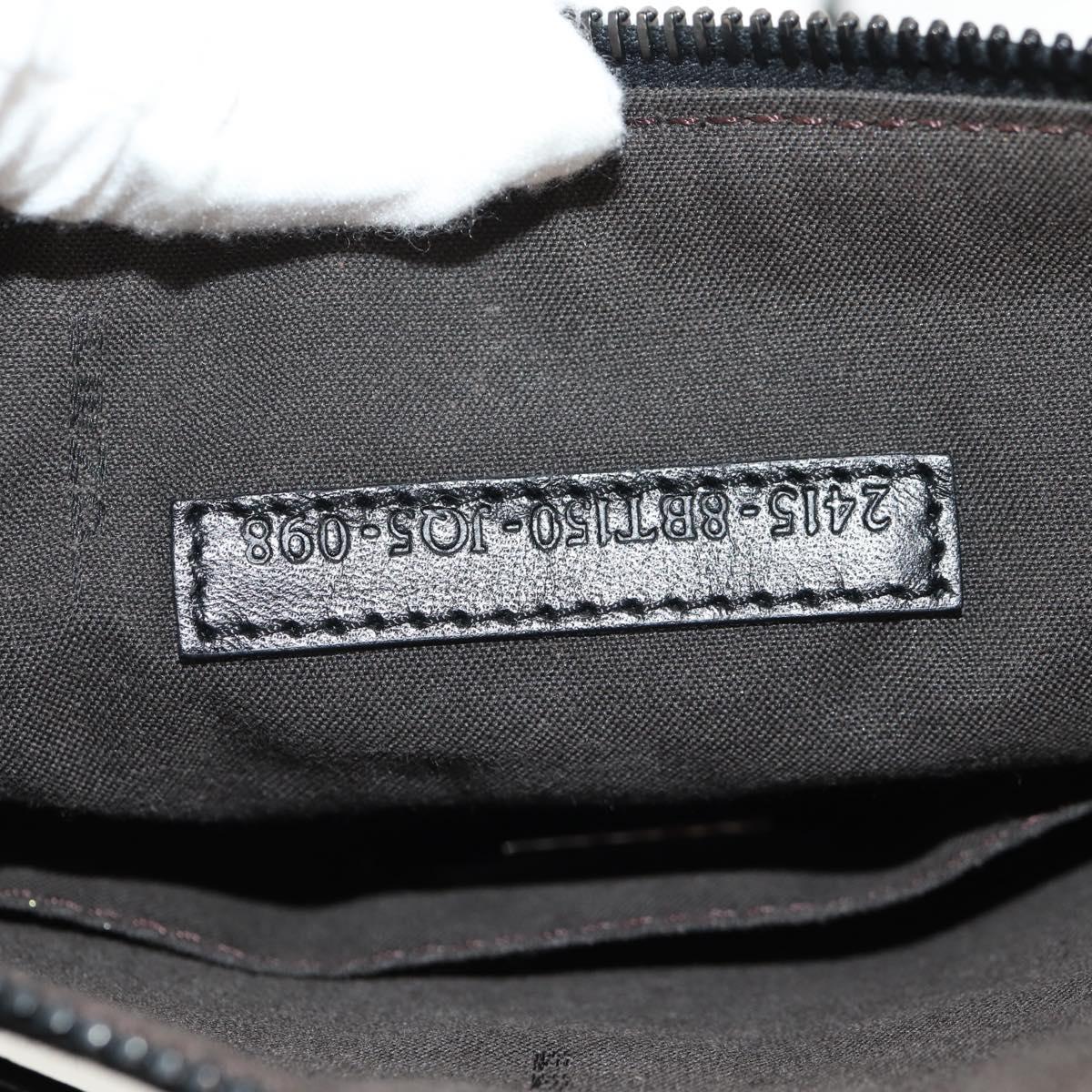 FENDI Zucchino Canvas Shoulder Bag Black Silver Auth am9929V