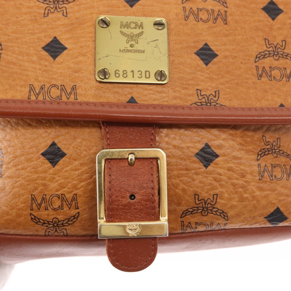 MCM Logogram Vicetos Shoulder Bag PVC Leather Brown Gold Auth am9931