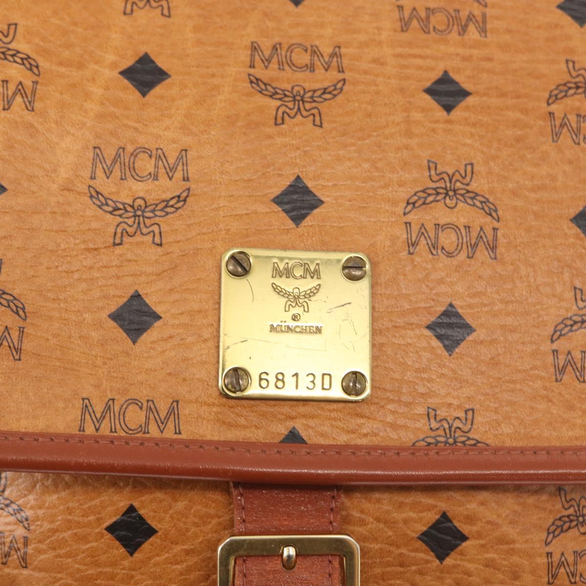 MCM Logogram Vicetos Shoulder Bag PVC Leather Brown Gold Auth am9931