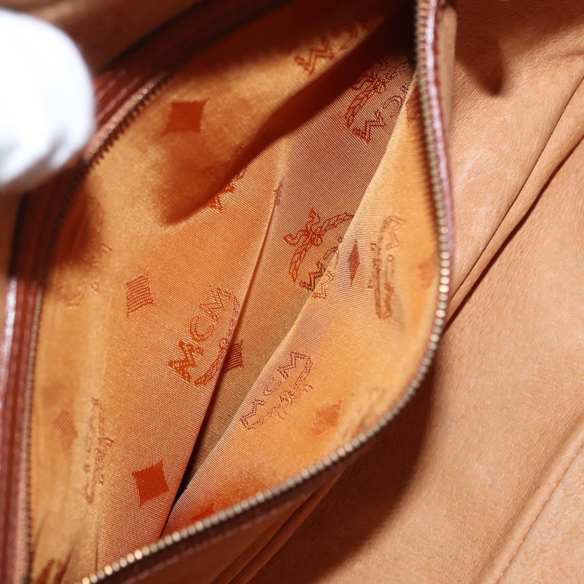 MCM Logogram Vicetos Shoulder Bag PVC Leather Brown Gold Auth am9931