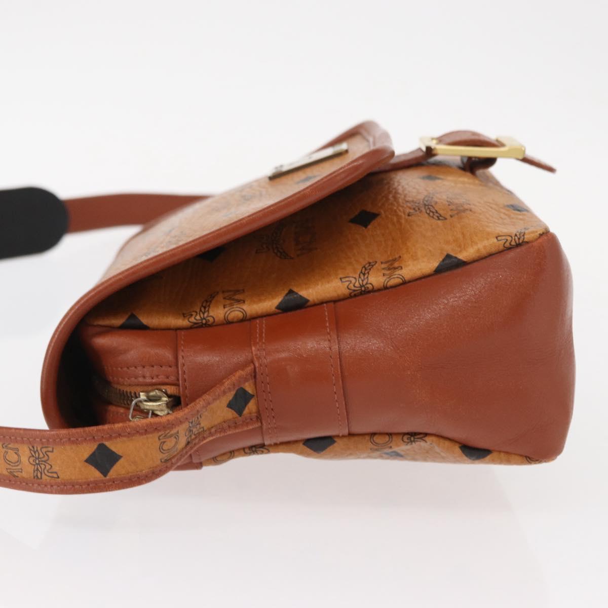 MCM Logogram Vicetos Shoulder Bag PVC Leather Brown Gold Auth am9931