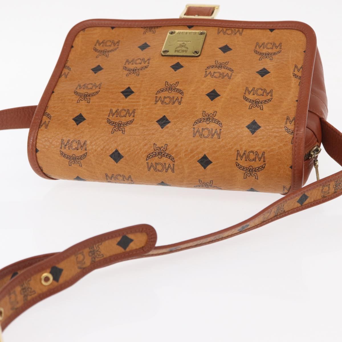 MCM Logogram Vicetos Shoulder Bag PVC Leather Brown Gold Auth am9931