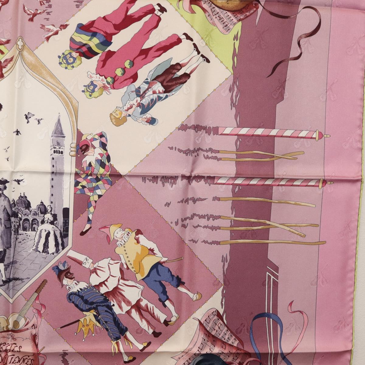 HERMES Carre 90 Scarf ""FETES VENITIENNES"" Silk Purple Auth am9932