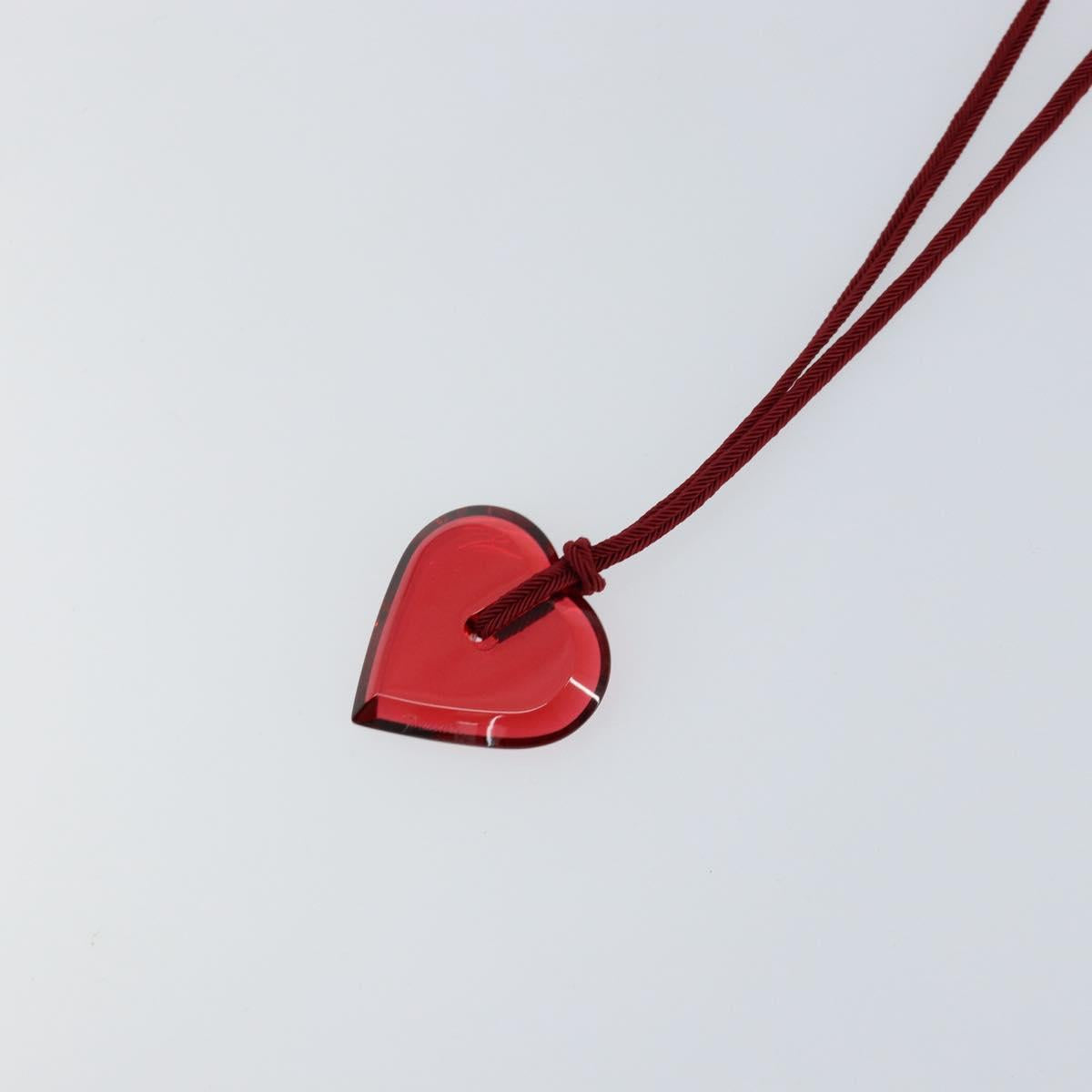 Baccarat Heart Necklace Glass Red Auth am9936