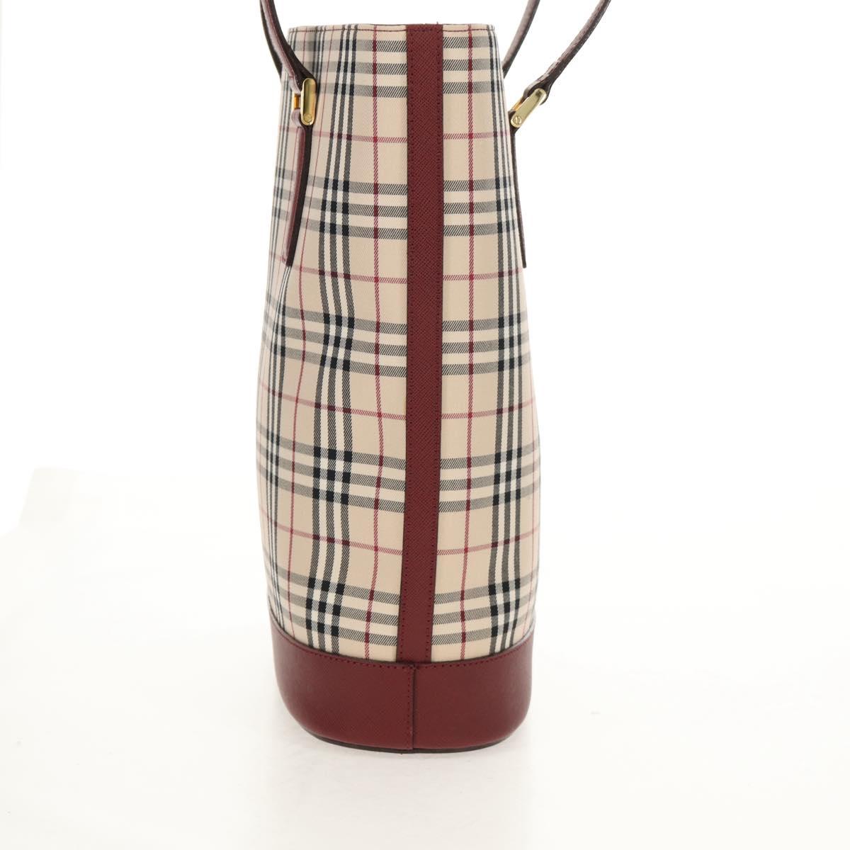 BURBERRY Nova Check Tote Bag Canvas Beige Gold Auth am9938V