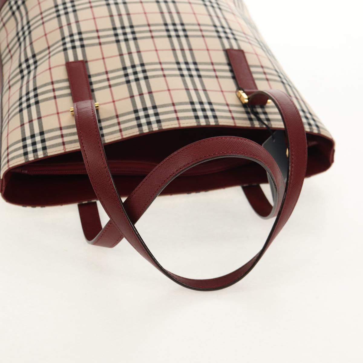BURBERRY Nova Check Tote Bag Canvas Beige Gold Auth am9938V