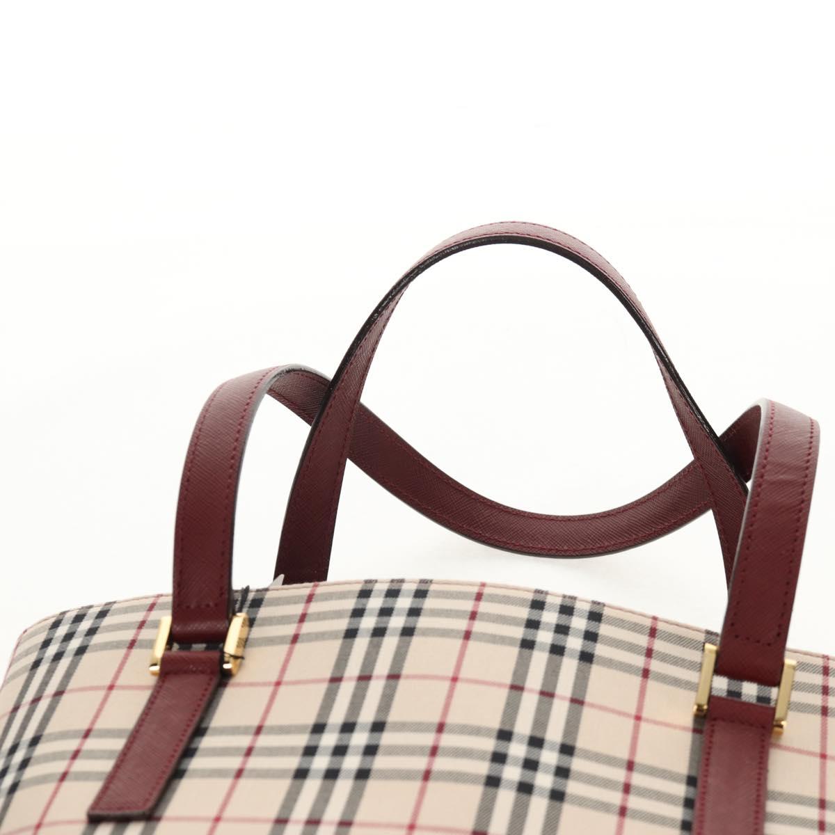 BURBERRY Nova Check Tote Bag Canvas Beige Gold Auth am9938V