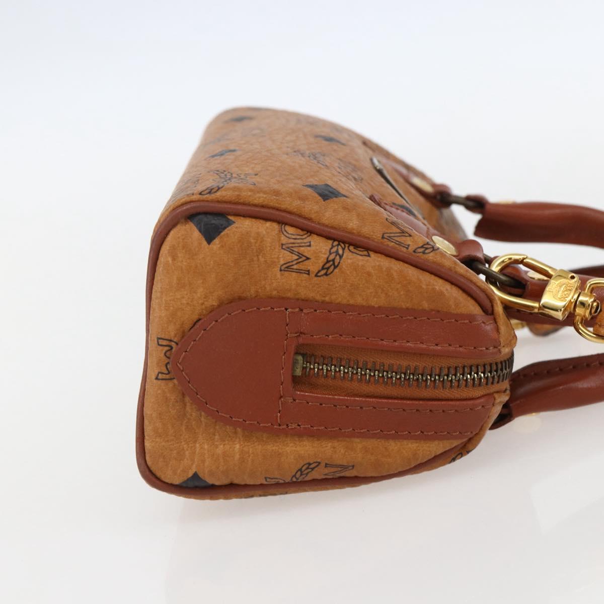MCM Vicetos Logogram Mini Hand Bag PVC Leather 2way Brown Gold Auth am9939