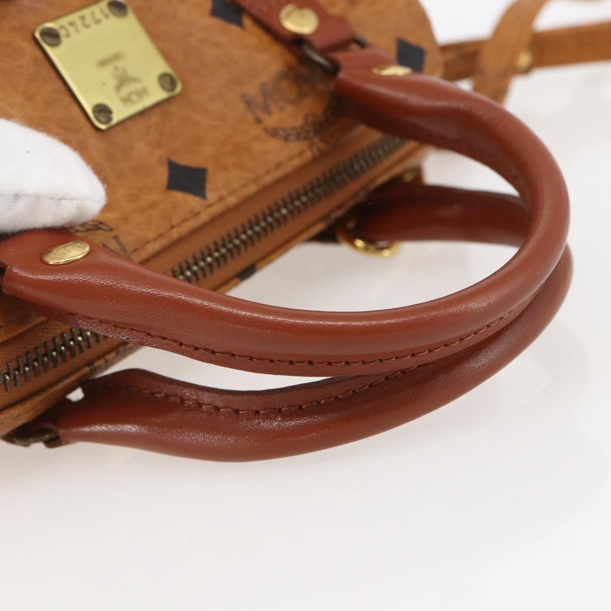 MCM Vicetos Logogram Mini Hand Bag PVC Leather 2way Brown Gold Auth am9939