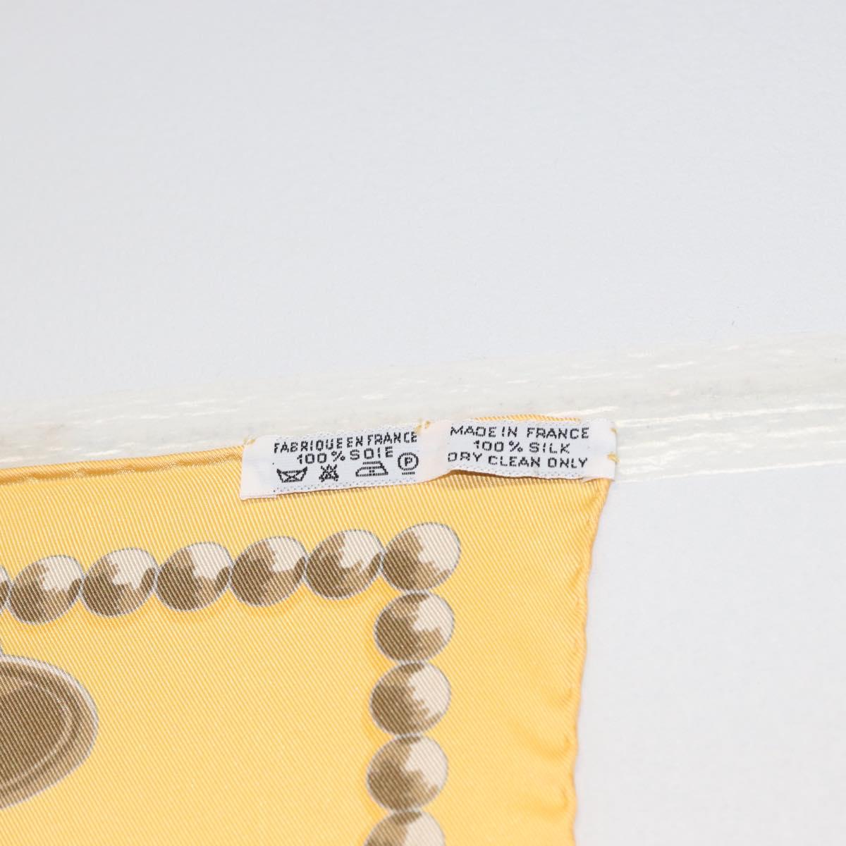 HERMES Carre 90 Scarf ""CUILLERS D'AFRIQUE"" Silk Yellow Auth am9940