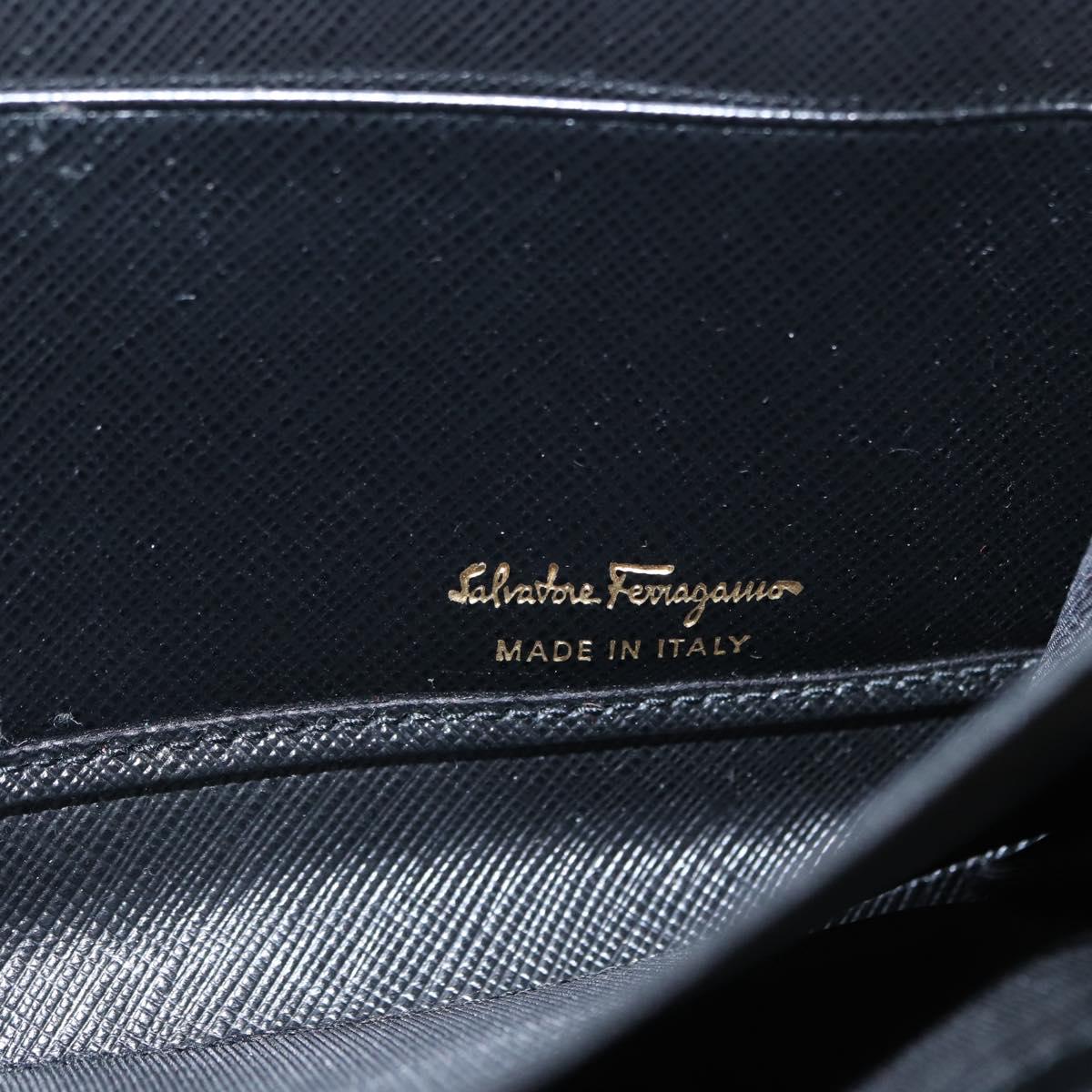 Salvatore Ferragamo Gancini Long Wallet Leather Black Gold Auth am9941