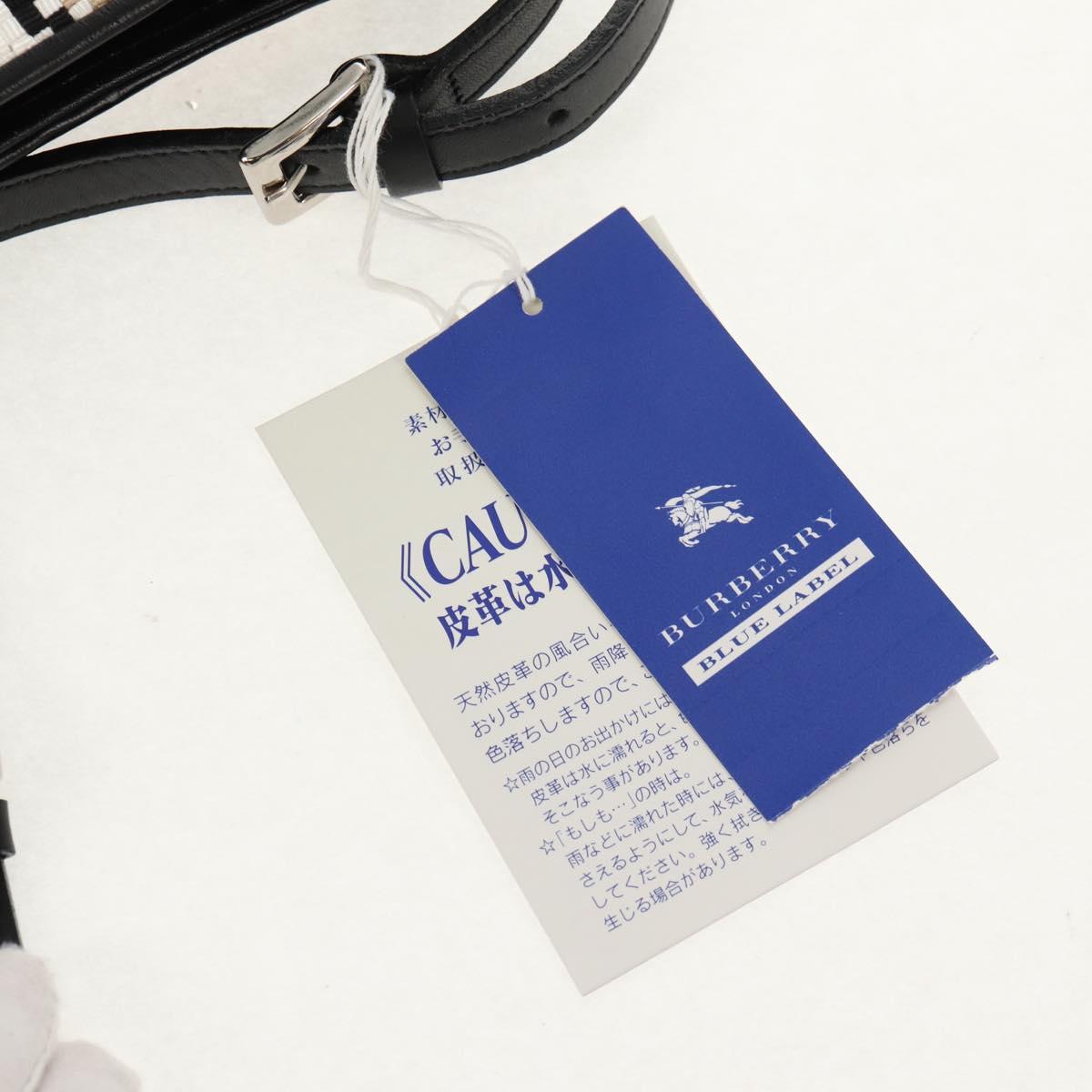 BURBERRY Nova Check Hand Bag Nylon Beige Silver Auth am9944V