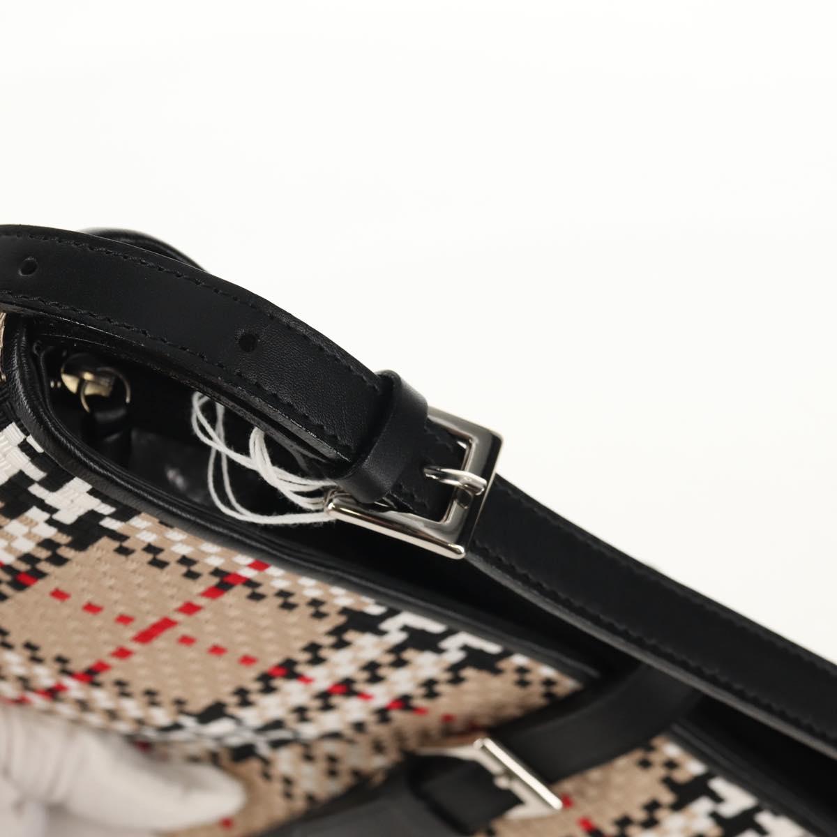 BURBERRY Nova Check Hand Bag Nylon Beige Silver Auth am9944V