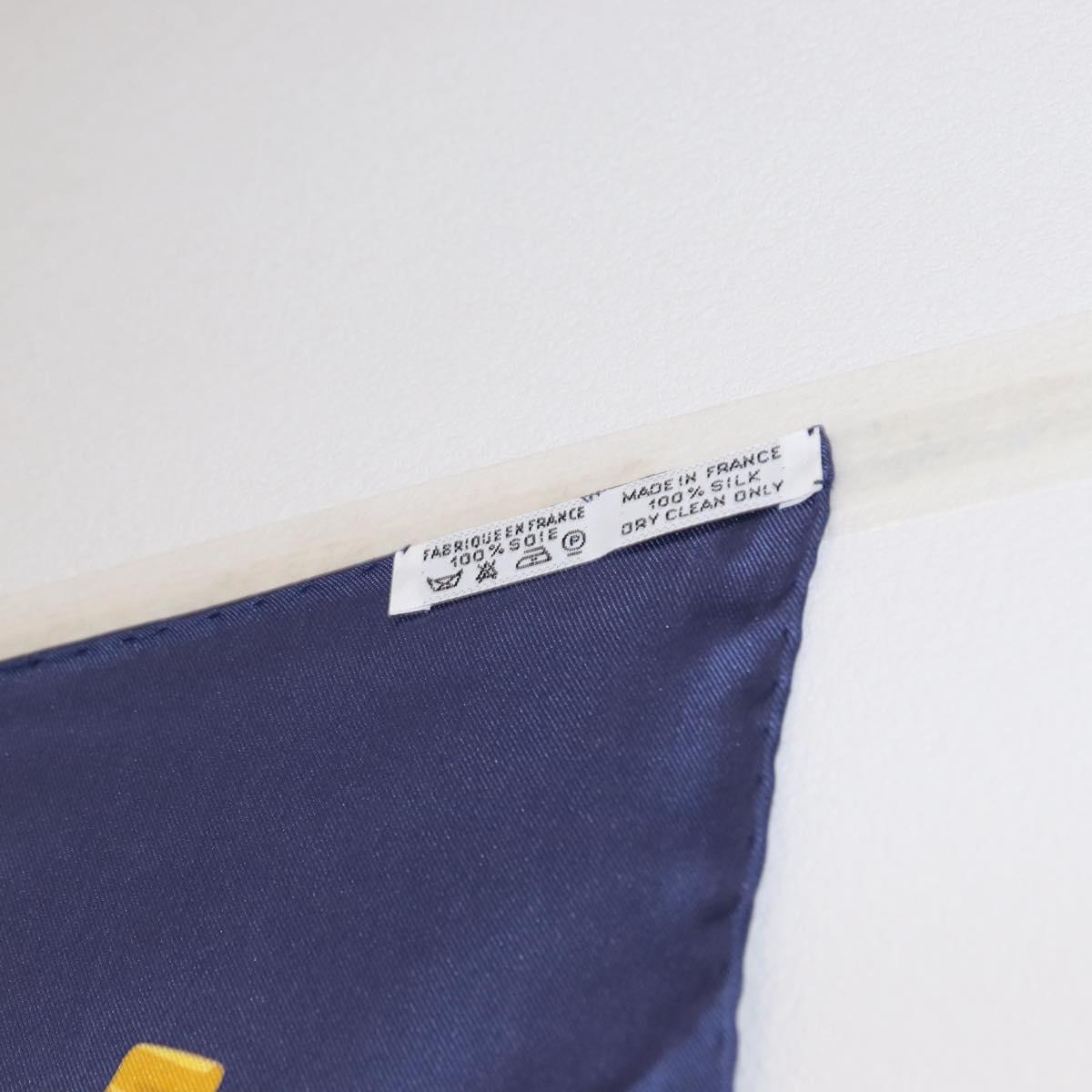 HERMES Carre 90 Scarf ""Memoire d'Hermes"" Silk Navy Auth am9945