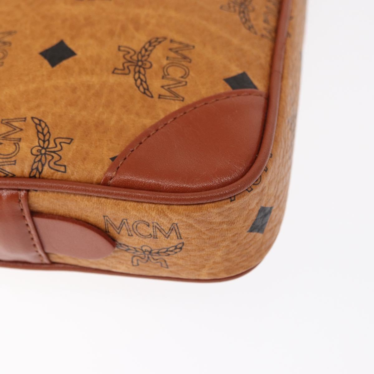 MCM Logogram Vicetos Clutch Bag PVC Leather Brown Gold Auth am9946