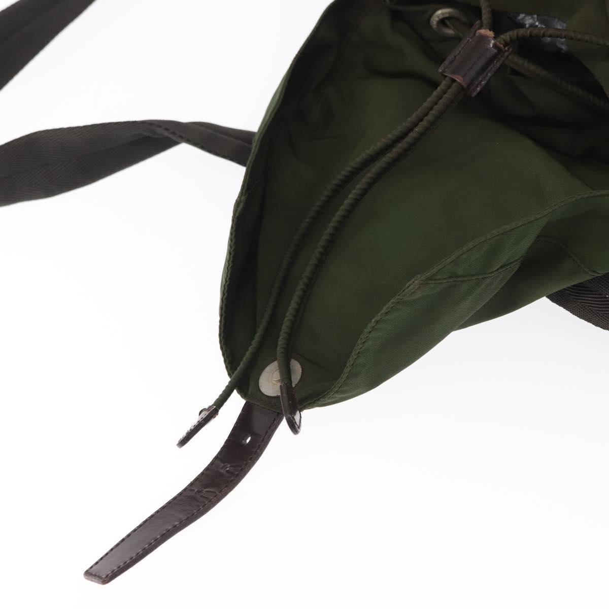 PRADA Backpack Nylon Khaki Silver Auth am9947