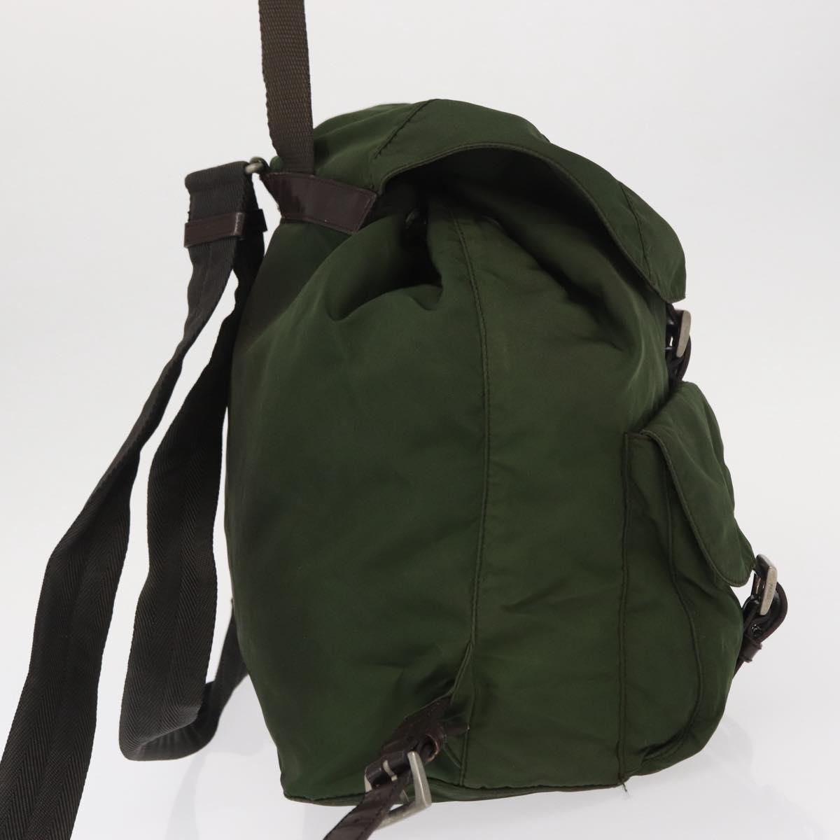 PRADA Backpack Nylon Khaki Silver Auth am9947