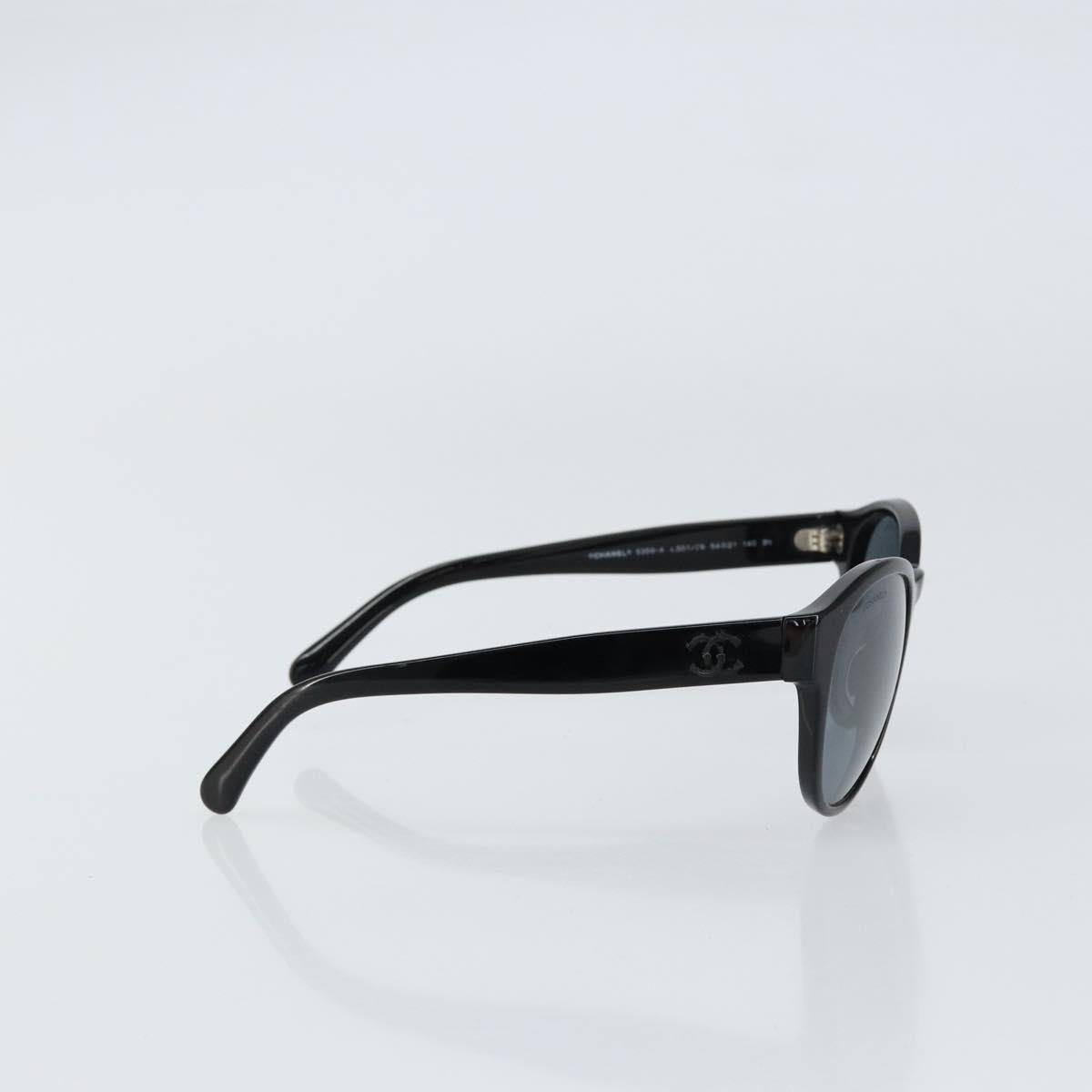 CHANEL Sunglasses plastic Black CC Auth am9948