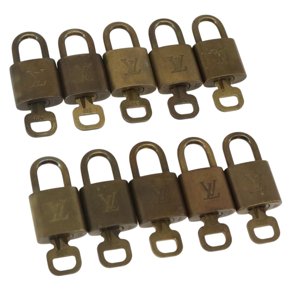 LOUIS VUITTON Padlock 10 Set Padlock metal Gold LV Auth am9949
