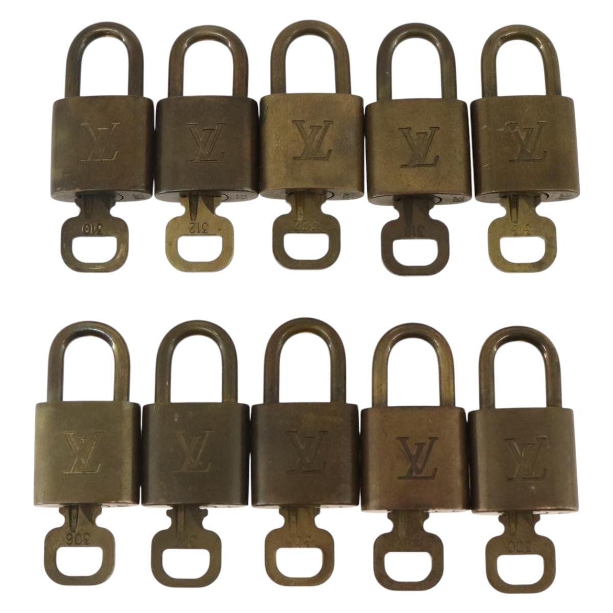 LOUIS VUITTON Padlock 10 Set Padlock metal Gold LV Auth am9949