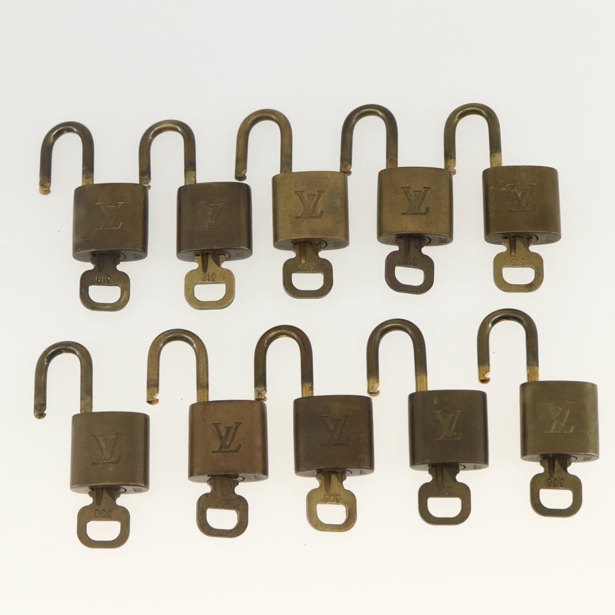 LOUIS VUITTON Padlock 10 Set Padlock metal Gold LV Auth am9949