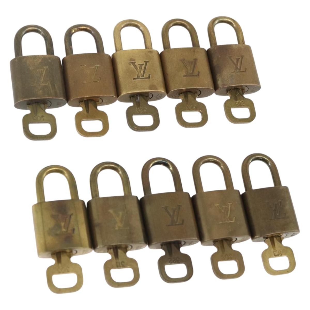 LOUIS VUITTON Padlock 10 Set Padlock metal Gold LV Auth am9950