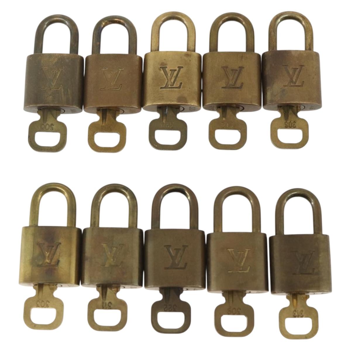 LOUIS VUITTON Padlock 10 Set Padlock metal Gold LV Auth am9950