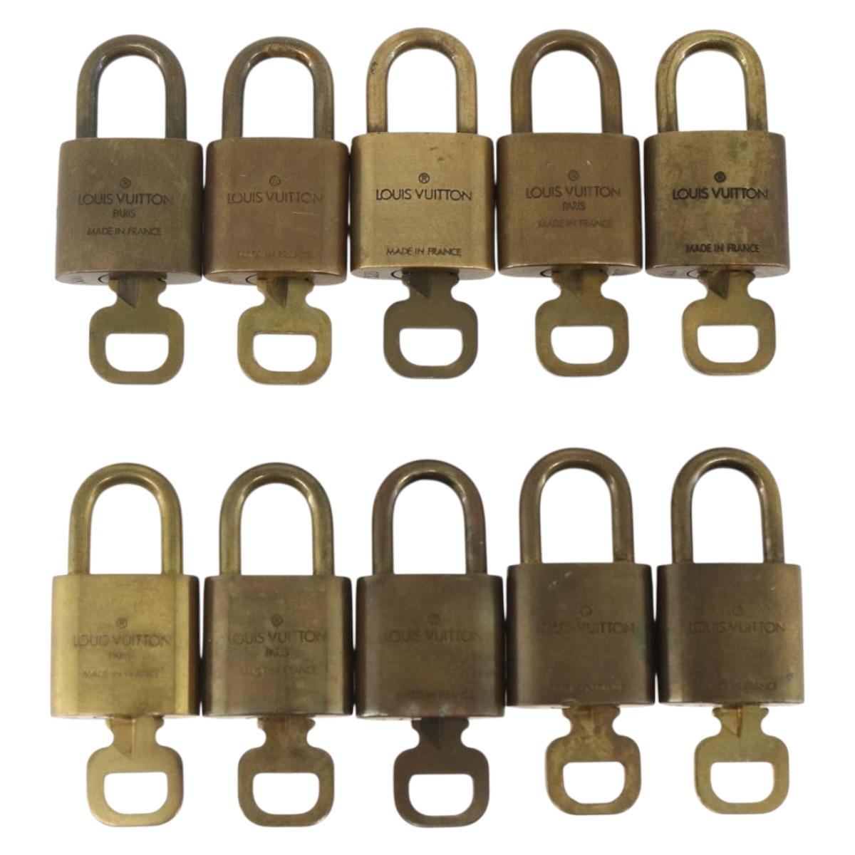 LOUIS VUITTON Padlock 10 Set Padlock metal Gold LV Auth am9950