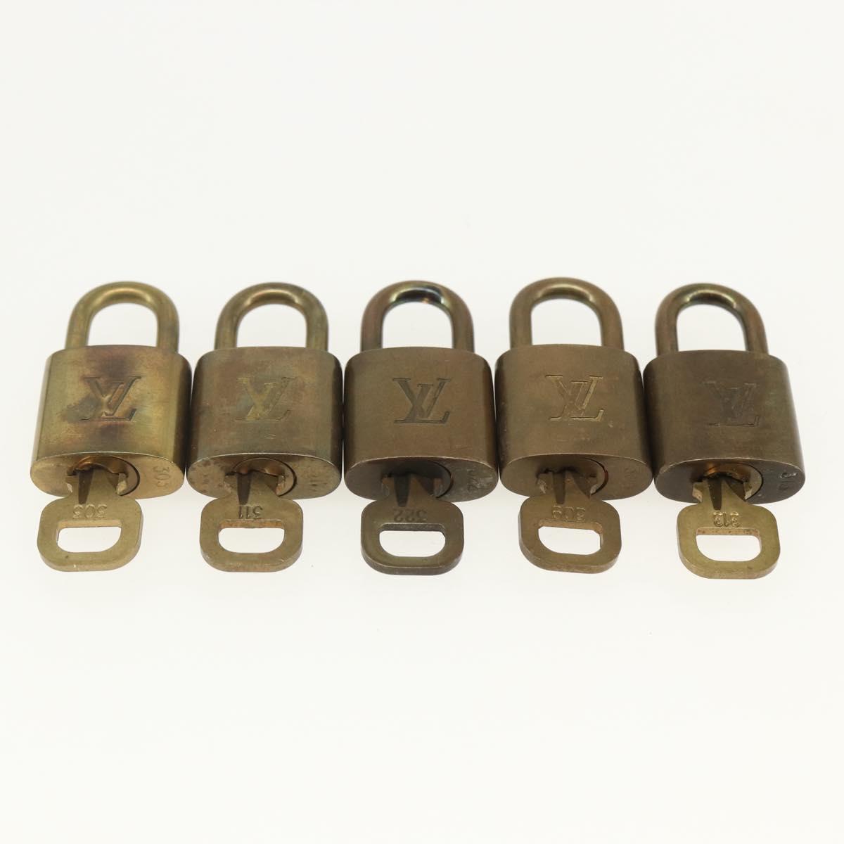 LOUIS VUITTON Padlock 10 Set Padlock metal Gold LV Auth am9950