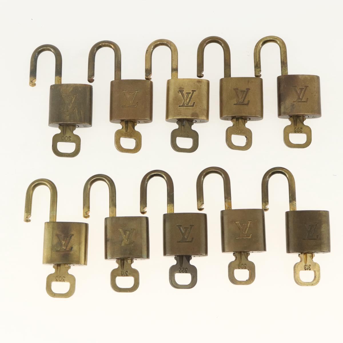 LOUIS VUITTON Padlock 10 Set Padlock metal Gold LV Auth am9950