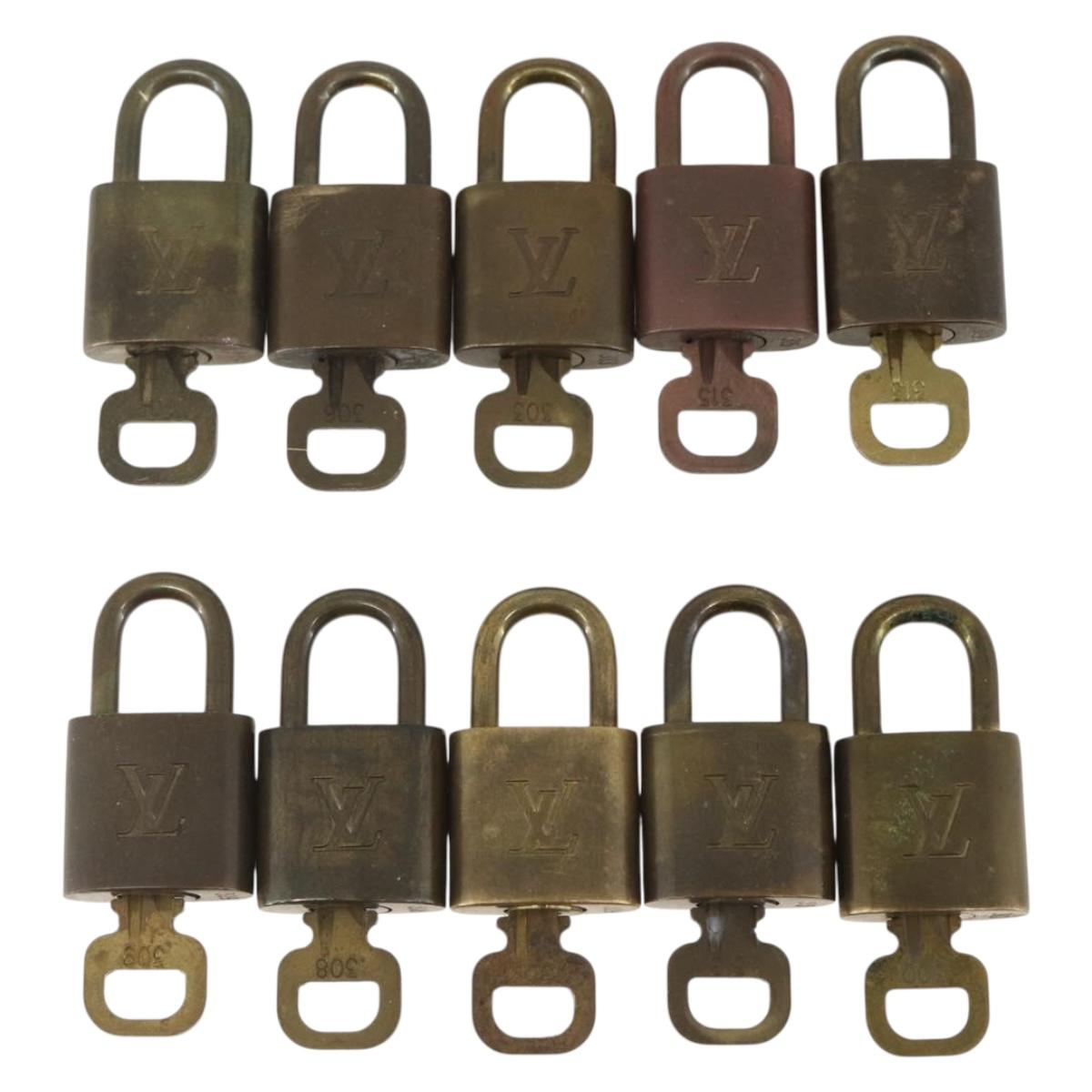 LOUIS VUITTON Padlock 10 Set Padlock metal Gold LV Auth am9951