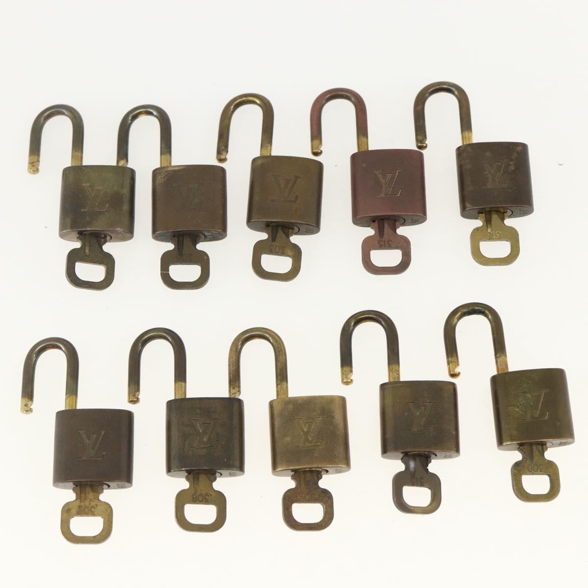 LOUIS VUITTON Padlock 10 Set Padlock metal Gold LV Auth am9951