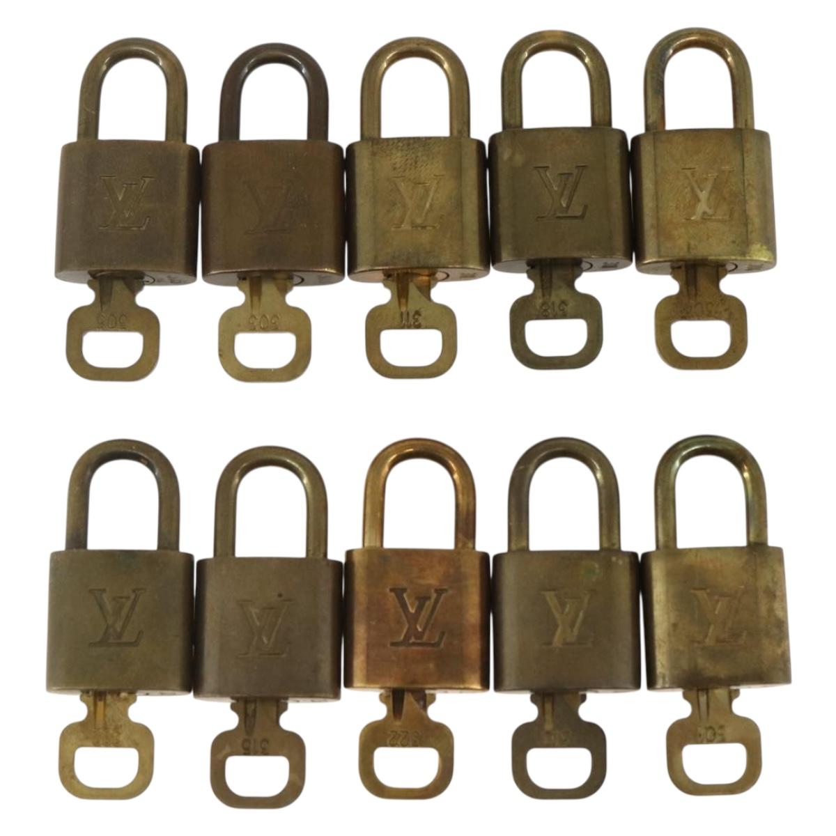 LOUIS VUITTON Padlock 10 Set Padlock metal Gold LV Auth am9952
