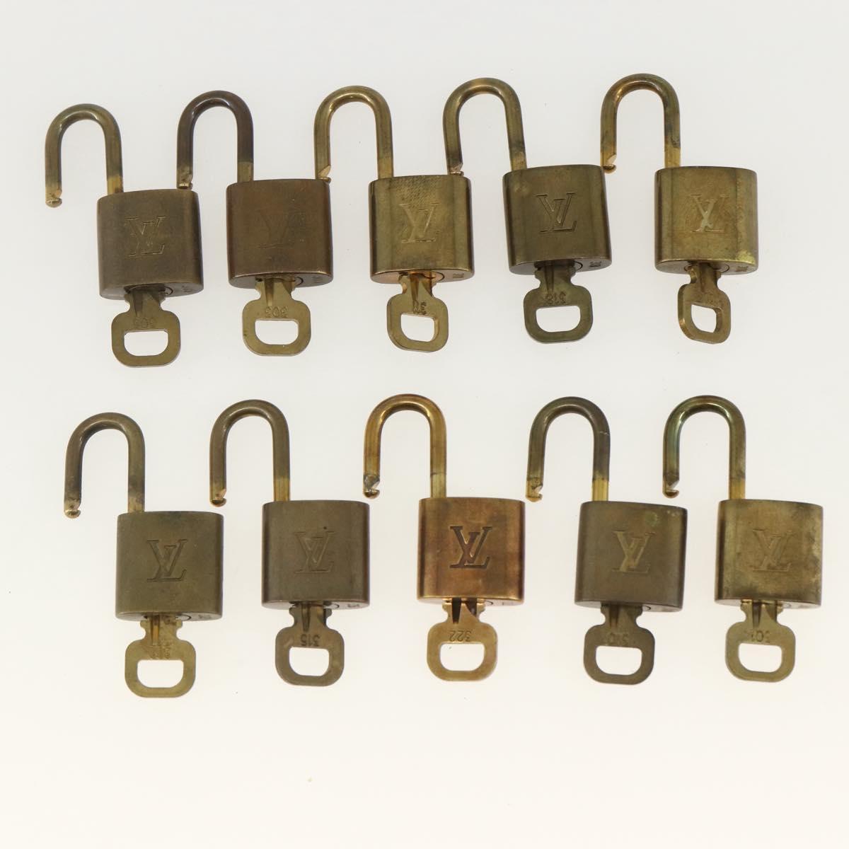 LOUIS VUITTON Padlock 10 Set Padlock metal Gold LV Auth am9952