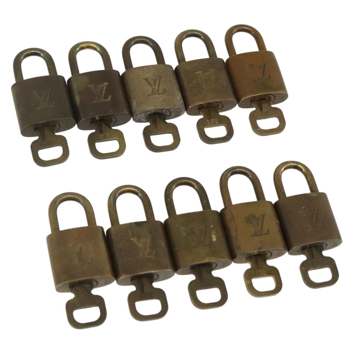 LOUIS VUITTON Padlock 10 Set Padlock metal Gold LV Auth am9953