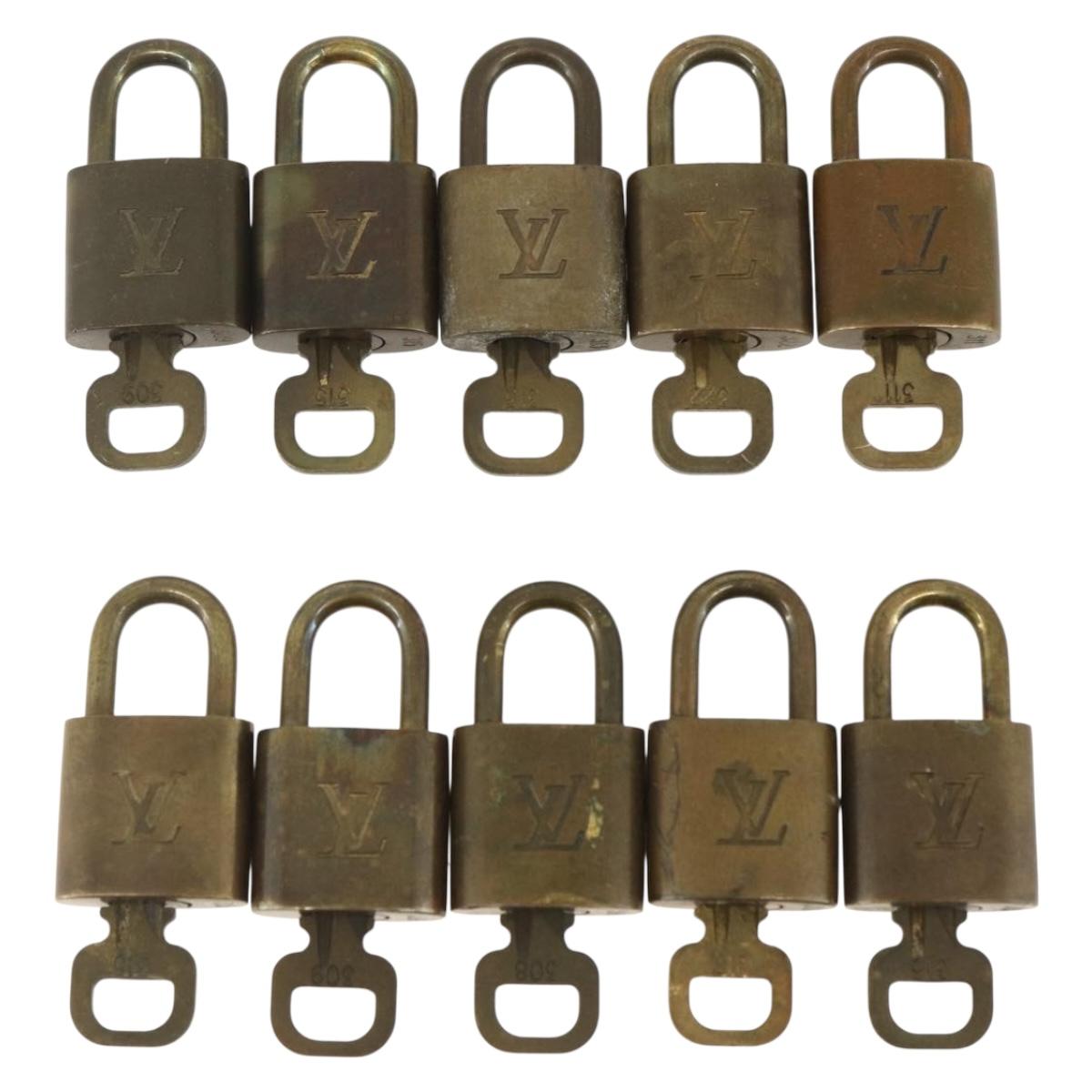 LOUIS VUITTON Padlock 10 Set Padlock metal Gold LV Auth am9953